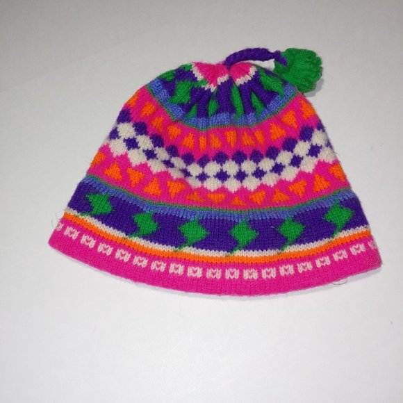 REI Winter Beannie Hat 100% Wool Multicolored - Picture 1 of 4